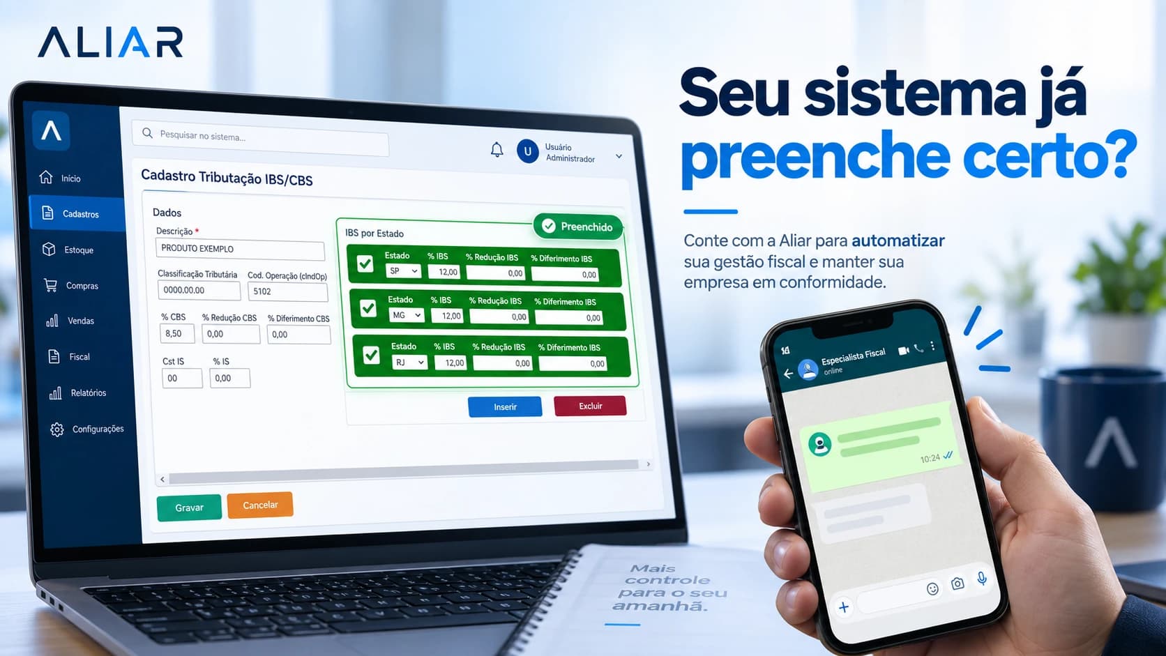 Conferência do campo de IBS e CBS na nota fiscal emitida pelo sistema